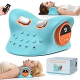 Smedz Neck Massager 2026, 4-in-1 Neck & Shoulder Massager with Multi-Directional Stretch, Heating & Vibration, 360° Remote Control–Ergonomic for Home, Office, Car Travel‌（Sky Blue‌）