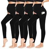 4 Pack Women’s Maternity Leggings with Pockets Over The Belly Bands for Pregnant Women Black Maternity Joggers Licras Deportivas De Mujer Athletic Summer Autumn Spring Wear Apparel Clothings