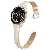 EverAct 18mm Slim Leather Band Compatible with Garmin Venu 3S 41mm/Venu 4 41mm/Venu 2S/Vivoactive 4S/Vivomove 3S/Forerunner 255S/Forerunner 265S, Quick Release Thin Narrow Soft Strap for Women Men
