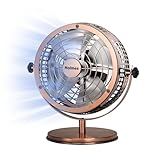 HOLMES 6" Heritage Table Fan, 2 Speeds, 4 Blades, Adjustable 145° Head Tilt, Metal Construction, Ideal for Home, Bedrooms, Dorm Rooms or Office, Brushed Copper