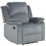 Phoenix Home Fabric Manual Recliner Chair for Adults, Comfy Reclining Chairs with Overstuffed Arm and Back, Single Sofa for Living Room, Grey