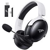 KOFIRE Wireless Gaming Headset, 2.4GHz USB Gaming Headphones with Bluetooth 5.4, 53MM 3D Stereo Sound, 65H Battery, ENC Noise Canceling Mic, 3.5mm Wired, Black-White