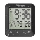 Wisoee Waterproof Shower Clock Bathroom Timer, Digital Wall Clock