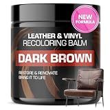 FORTIVO Leather Recoloring Balm, Leather Color Restorer, Scratch Remover, Couch Paint and Repair, Leather Balm for Couches - Dark Brown