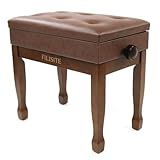 FILISITE Adjustable Height Piano Stool Bench PU Leather Cushion Wooden Keyboard Seat with Music Storage (Wood)