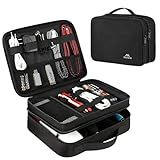 MATEIN Electronics Organizer Travel Case, Water Resistant Cable Organizer Bag for Travel Essentials, Gifts for Men, Storage Bag for Camera Accessories, Phone, Cord & Tablet, Black