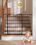 InnoTruth 29.5–40.75" Baby Gate for Stairs, 30" Tall Dog Gates for Doorways & Hallways, Safety Gate for Kids & Pets, Pressure-Mounted Walk-Through with Dual Lock & 2-Way Swing, Black