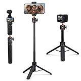 K&F CONCEPT 25.6'' Mini Selfie Stick Tripod Stand, 5 Levels 360° Ball Head Pocket Tripod with Cold Shoe, Small Tripod Compatible with DJI Osmo Pocket 3 Action 5 Pro GoPro Hero13 Smartphone.