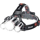 Blukar LED Headlamp, 8000L Super Bright Rechargeable Headlight Flashlight - 3 Lights 5 Modes,Zoomable,Spotlight&Floodlight Combination, IPX6 Waterproof, 20+Hrs Runtime for Running,Hiking,Camping etc.