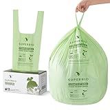 SUPERBIO 13 Gallon Compostable Kitchen Waste Bags with Handles, Food Scrap Bags Certified by BPI, OK compost INDUSTRIAL, 30 Count, 49.2L