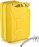 5 Gallon Metal Container with Spout and Handle, Trucks Cars Motorcycle Equipment. (Yellow-B, 1 Pack)
