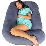 Pharmedoc Pregnancy Pillows, U-Shape Full Body Pillow -Removable Cover Jumbo Size - Gray - Pregnancy Pillows for Sleeping - Body Pillows for Adults, Maternity Pillow and Pregnancy Must Haves