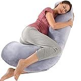 BATTOP Pregnancy Pillows for Sleeping,Pregnancy Must Haves Maternity Body Pillow with Cooling Washable Cover,New Mom Gifts for Women,Support for Back,HIPS,Legs,Belly for Pregnant Women(Dark Grey)