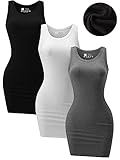 Chongbaijia 3 Pack Summer Dresses for Women 2025 Ribbed Tank Top Dress Scoop Neck Sleeveless Sundress Basic Bodycon Mini Dress