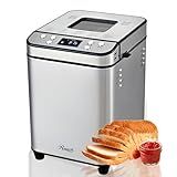 Rosewill 25-in-1 Automatic Bread Maker Machine with 3 Loaf Size up to 2 Lb, 700W High Power Dual Heater Bread Maker with BPA-free Nonstick Coating Pan, Max 15 Hours Delay Timer, Low Noise - Silver