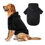 BAOBICUTE Dog Basic Hoodie Soft Dog Clothes Cold Weather Sweaters for Medium Large Dogs Cozy Fabric Warm Sweatshirt with Leash Hole for Boys (Black, X-Large (35-55 lbs))