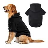 BAOBICUTE Dog Basic Hoodie Soft Dog Clothes Cold Weather Sweaters for Medium Large Dogs Cozy Fabric Warm Sweatshirt with Leash Hole for Boys (Black, X-Large (35-55 lbs))