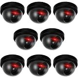 8 Pack Fake Security Cameras, Dummy CCTV Dome with Flashing Red LED,Black