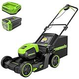 Greenworks 60V 17" Brushless Cordless Push Lawn Mower, 2-in-1 Mulching/Bagging, 4.0Ah Battery and 3A Charger(40min Runtime)