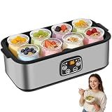 Yogurt Maker with Adjustable Time and Temp Control, 8 Jars/48 oz Black Grey