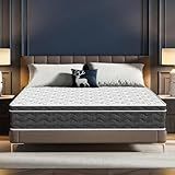 Puzdaz Queen Size 12 Inch Medium Firm Hybrid Mattress with Cooling Gel Memory Foam, CertiPUR-US Certified Mattress in a Box Pressure Relief Removable Cover No Fiberglass