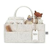 Parker Baby Diaper Caddy - Nursery Storage Bin and Car Organizer for Diapers and Baby Wipes - White, Large