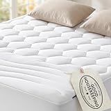 Bedsure Queen Mattress Pad - Quilted Fitted Mattress Topper Protector with 8-21 Inches Deep Pocket, Noiseless Breathable Bed Cover Padded, Machine Washable, White, 60x80 Inches