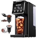 SHARDOR Hot & Iced Coffee Maker With Bold Setting,Single Serve Coffee Maker For K Cup And Grounds,52 Oz Removable Water Tank,6-14 Oz Brew Sizes,One Cup Kcup Coffee Machine With Reusable Filter, Black