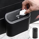 Accmor Car Trash Can with Lid, Mini Auto Dustbin Garbage Organizer with 30 Pcs Plastic Trash Bag, Automotive Garbage Container Bin for Vehicle, Home, Office
