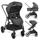 Cochildor Lite 2.0 Baby Stroller with Bassinet Mode, 2-in-1 Foldable Infant Stroller with Reversible Seat and UPF 50+ Canopy, Black