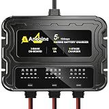 3 Bank Marine Battery Charger, 12V (5A/Bank) IP68 Waterproof LCD Onboard Battery Charger with Overcharge Protection & Temperature Compensation- for Lead-Acid, AGM, EFB, LiFePO4, Lithium, Boat, Car, RV