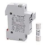 ZOOKOTO Solar Fuse Holder 15A 1000V DIN Rail Mount 1 Pole White Plastic Housing with 10x38mm Solar Fuse 15A