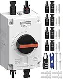 CNLONQ Solar PV Disconnect Switch 32 Amp DC1500V Rapid Shutoff Isolator Switch 1in 1out with Plug & Play Connector and IP66 Waterproof for Rooftop Solar Home Systems, RVs and Boats
