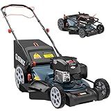 SENIX Gas Lawn Mower, 22" Self Propelled Gas Powered Lawnmower with 163cc B&S 4-Cycle Engine, 3-in-1 Walk-Behind Push Lawn Mower, 6-Position Height Adjustment
