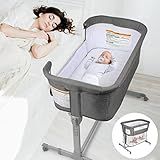 3 in 1 Baby Bassinet, Bedside Sleeper, & Playpen, Easy Folding Portable Crib (Grey)- KoolaBaby (Bassinet)