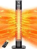 VAGKRI 42" 1500W Electric Outdoor Infrared Heater with Remote, 9 Heat Levels, 24H Timer, 1S Fast Heating, IPX5 Waterproof Tower Space Heater for Home, Office, Patio, Garage