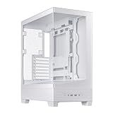 ASUS A31 White ATX Mid-Tower Gaming Case, Dual Tempered Glass, Frameless, BTF Hidden Connectors, 360 AIO Support, Angled Base, ARGB, Optimized Airflow, Seamless Cable Management