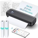 Portable Printers Wireless for Travel, Inkless Printer Mini Bluetooth Small Printers for Home Use Support 8.5" X 11" US Letter Legal, A4, A5 Thermal Printer Paper Compatible with iOS, Android&Laptop