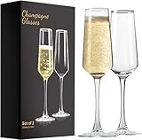 PARACITY Champagne Flutes, Champagne Glasses Set of 2, Elegant 8.5oz Glass Champagne Flutes, Gift for Birthday, Wedding, Christmas, Clear Sparkling Champagne Glasses for Women, Men