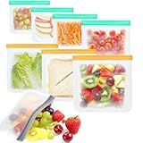 Reusable Freezer Bags Food Storage Bags for Meal Prep Containers, BPA Free Food Storage Bags, Leakproof Reusable Food Bags Dishwasher Safe for Salad Fruit, Vegetables, 3 Gallon 4 Sandwich 1 Snack