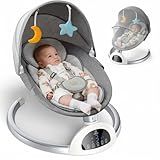 Electric Baby Swing and Portable Bluetooth Infants Swing with Music Speaker, 5 Sway Speeds, 3 Seat Positions, and Remote Control for Indoor Use Boy Girl