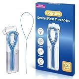 Houselog Floss Threaders | 420Count Dental Floss Threaders for Braces,Bridges,and Implants with Portable Travel Case | (6 Pack)