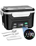 EAST OAK Cordless Electric Lunch Box for Adults, Heated Lunch Box Battery Powered with Automatic Heating, 5.5 Cups Portable Food Warmer with Removable Tray Divider