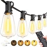 Outdoor Lights String Patio Outside - 100ft 30M LED Waterproof Light - Hanging Lighting ST38 Shatterproof Edison Bulb Deck Backyard Gazebo Balcony Party Bistro Cafe Pergola Garden Yard Porch Dimmable