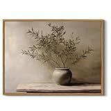 InSimSea Framed Wall Art for Living Room Rustic Olive Branch Still Life Wall Decor Room Aesthetic Oil Painting Farmhouse Art Prints Minimalist Canvas Décor for Bedroom, Bathroom or Office 12x16In