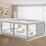Large Baby Playpen for Babies and Toddlers, Playpen 74×50, Large Baby Play Yards Indoor & Outdoor, Sturdy Safety Baby Play Pen with Soft Breathable Mesh, Toddlers Activity Center with Anti-Slip Base