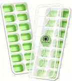 ChefAide Ice Cube Tray with Lid, 2 Packs 28 Cubes Durable Stackable Ice Cube Trays for Freezer with Removable Lids, Easy-Release Plastic & Silicone Ice Tray for Cocktail, Coffee.