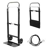 LEADALLWAY Foldable Hand Truck 220lbs Capacity, Heavy Duty Steel Collapsible Utility Cart with TPR Wheels & Free Bungee Cord, Portable Dolly for Home/Office/Warehouse