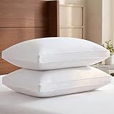 Bed Pillows for Sleeping Queen Size - Set of 2, Soft & Fluffy with Down Alternative Filling - Hotel Luxury Quality, Gusseted Pillow for Back, Stomach & Side Sleepers - Breathable, Comfy & Cozy - White