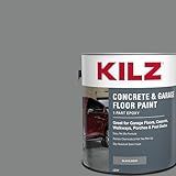 KILZ 1-Part Epoxy Acrylic Concrete and Garage Floor Paint, Interior/Exterior, Satin, Slate Gray, 1 Gallon